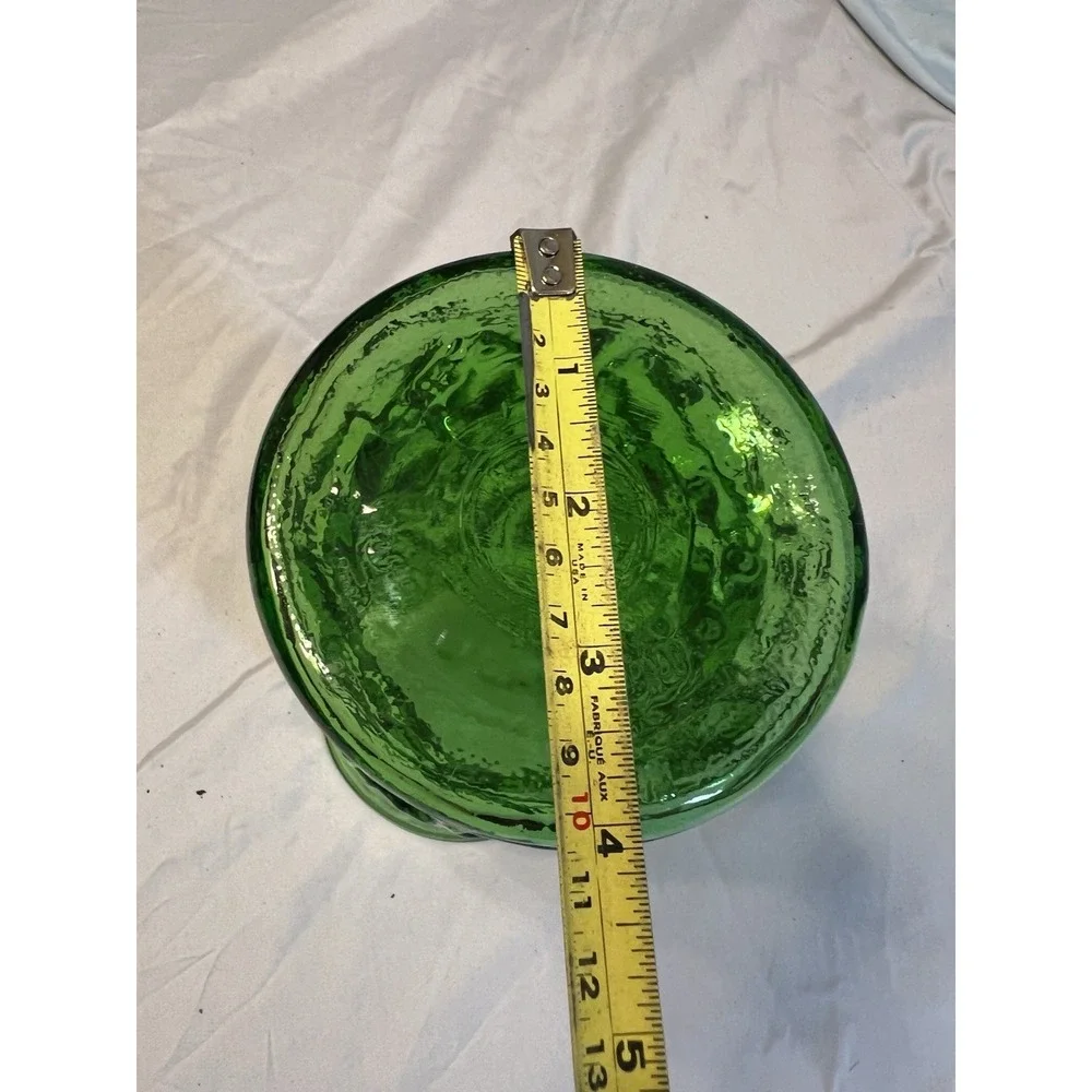 Vintage Emerald Green Textured Bark‎ Glass Vase Mid Century Modern 9.5 Inch